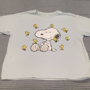 Peanuts Light Blue Snoopy and Woodstock Tee
